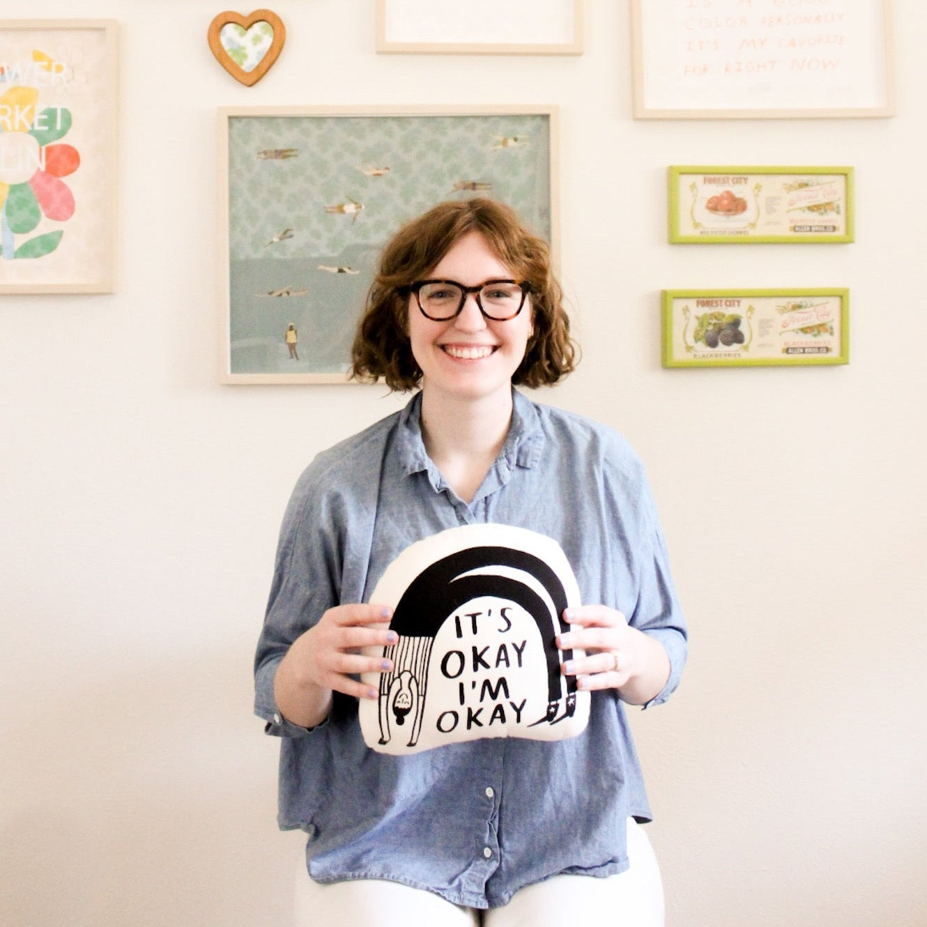 It's Okay Rainbow Pillow