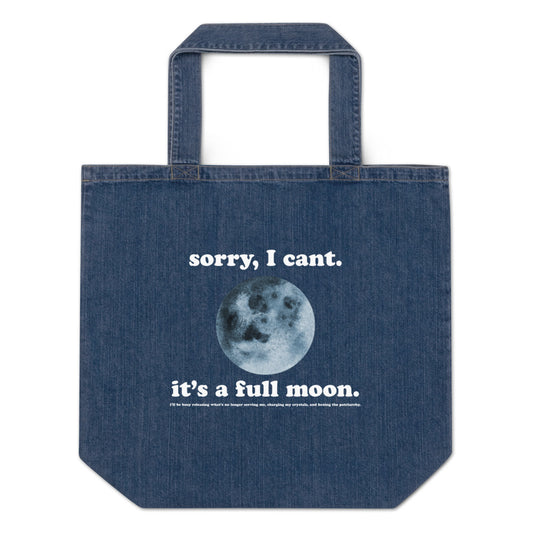 It's a Full Moon Organic Denim Tote Bag